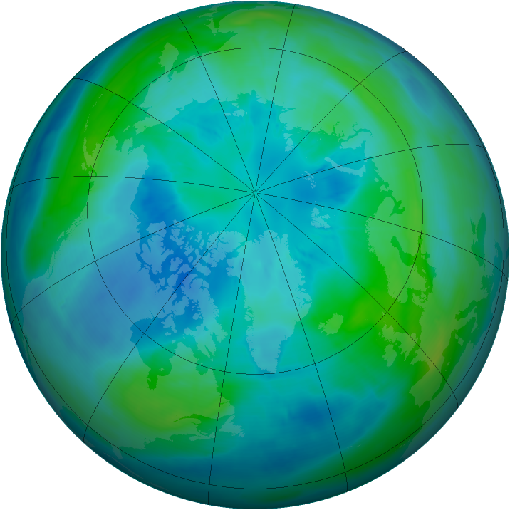 Arctic ozone map for 03 October 2008